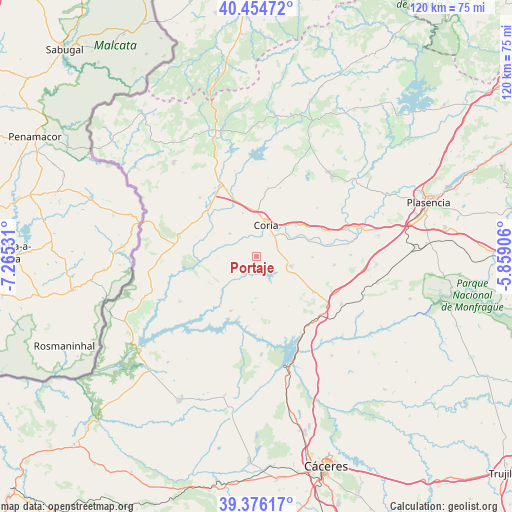 Portaje on map