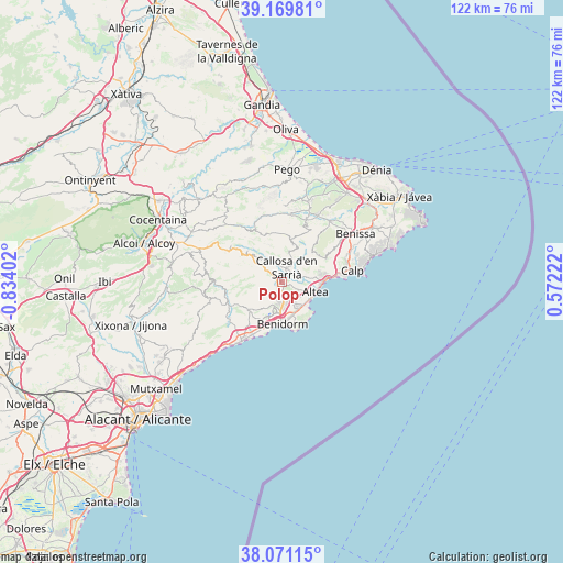 Polop on map