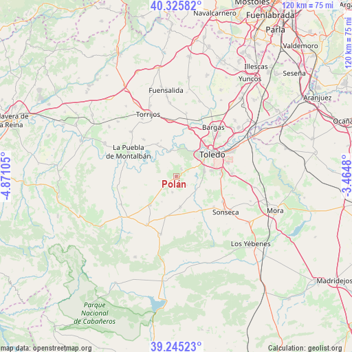 Polán on map