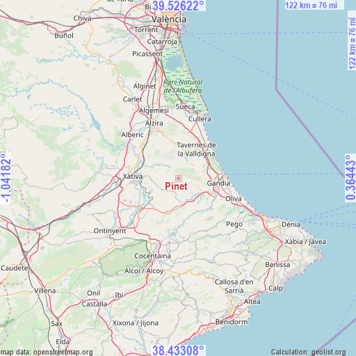 Pinet on map