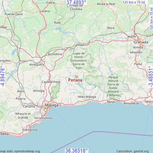 Periana on map