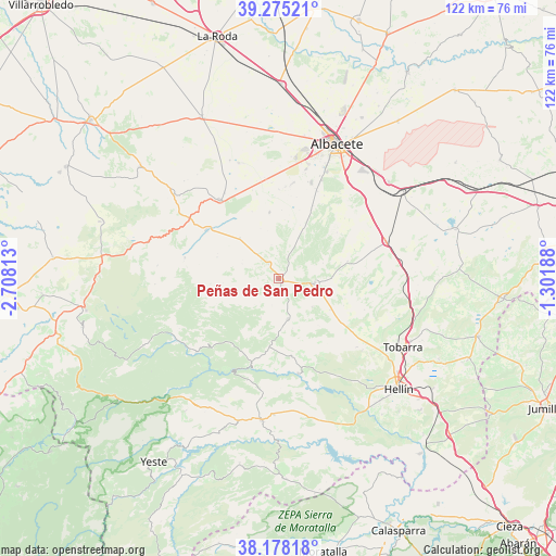 Peñas de San Pedro on map