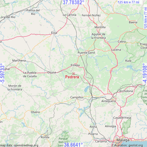 Pedrera on map