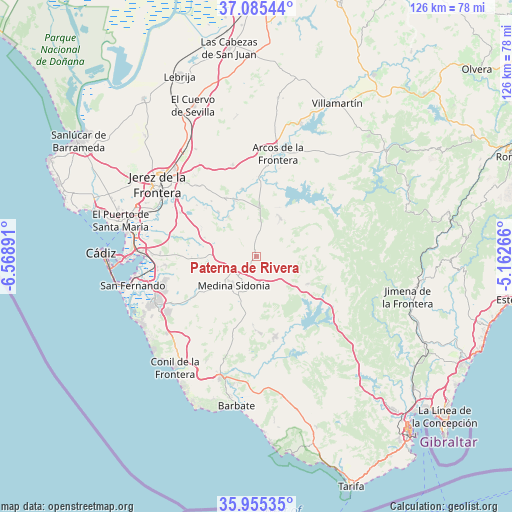 Paterna de Rivera on map