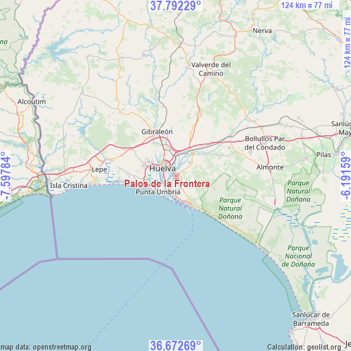 Palos de la Frontera on map