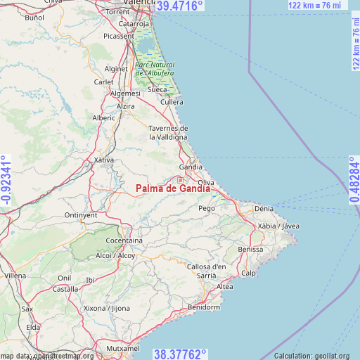 Palma de Gandía on map