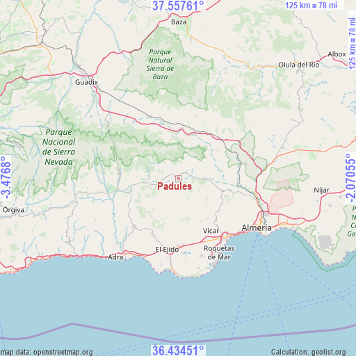 Padules on map