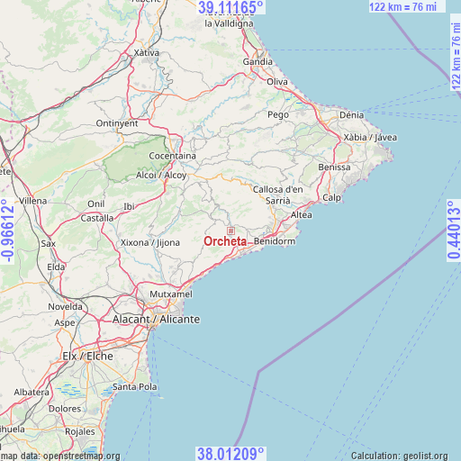 Orcheta on map
