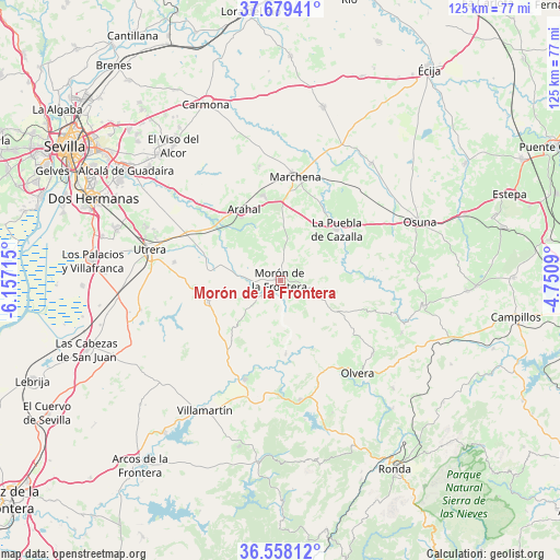 Morón de la Frontera on map