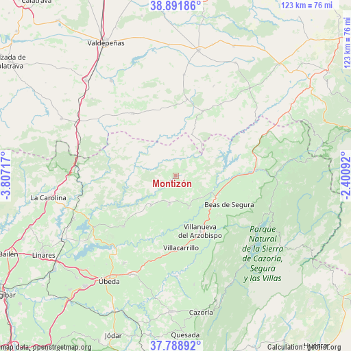 Montizón on map