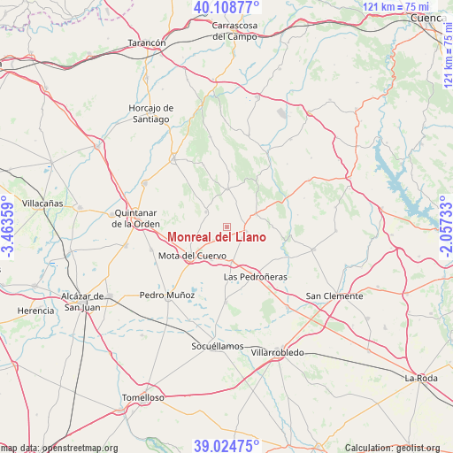 Monreal del Llano on map
