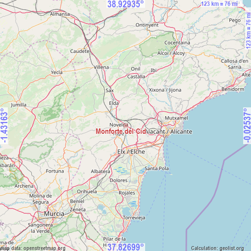 Monforte del Cid on map