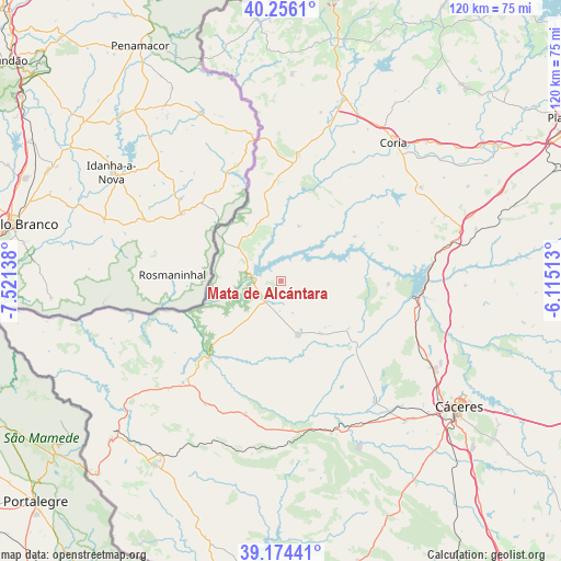 Mata de Alcántara on map