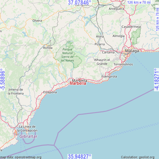 Marbella on map