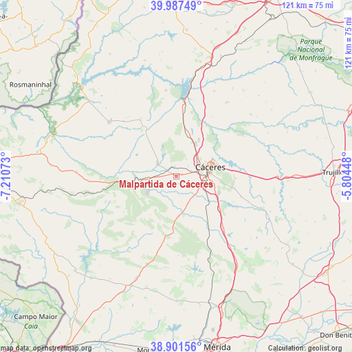 Malpartida de Cáceres on map