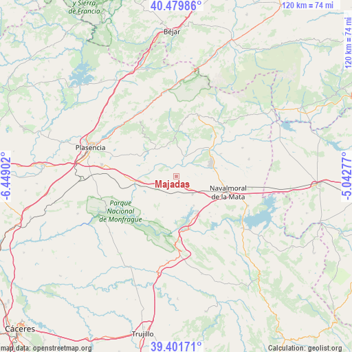 Majadas on map