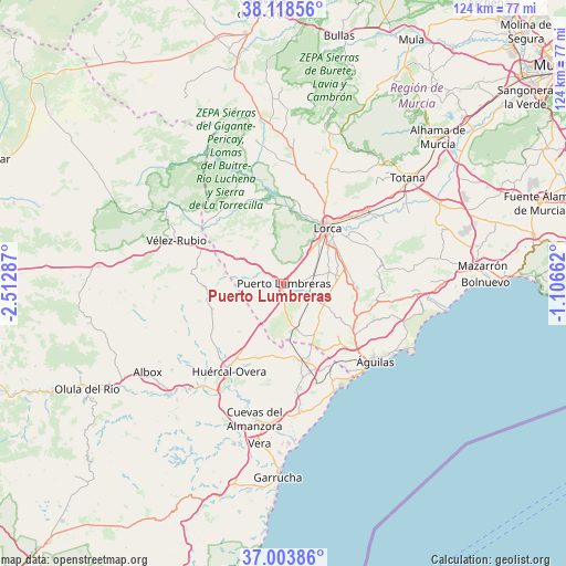 Puerto Lumbreras on map