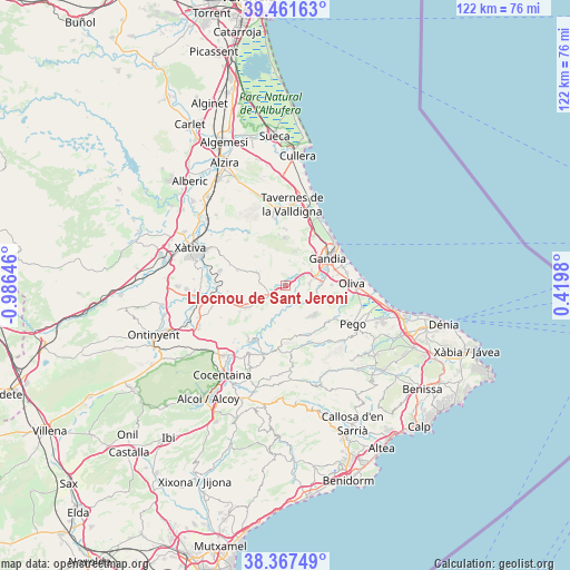 Llocnou de Sant Jeroni on map