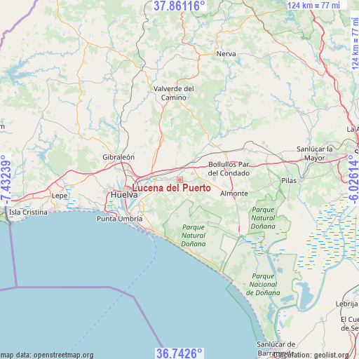Lucena del Puerto on map