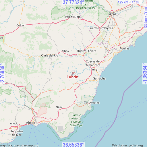 Lubrín on map