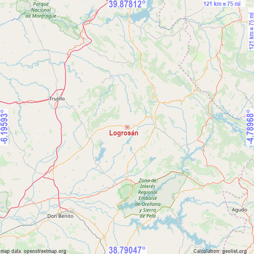 Logrosán on map