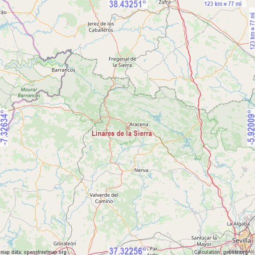 Linares de la Sierra on map