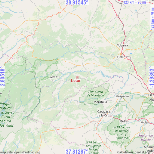 Letur on map