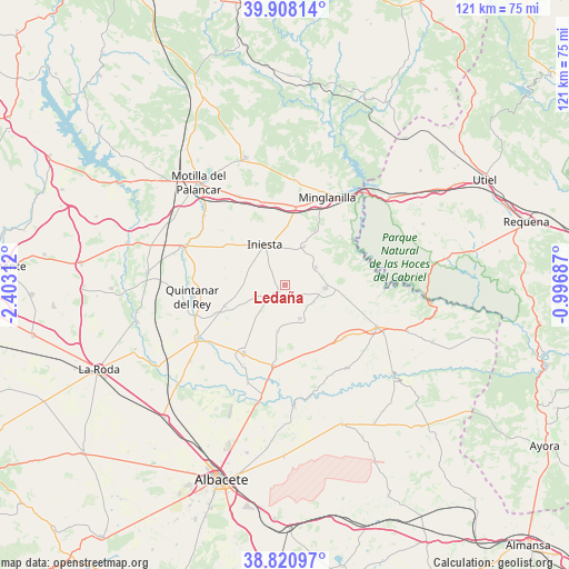 Ledaña on map