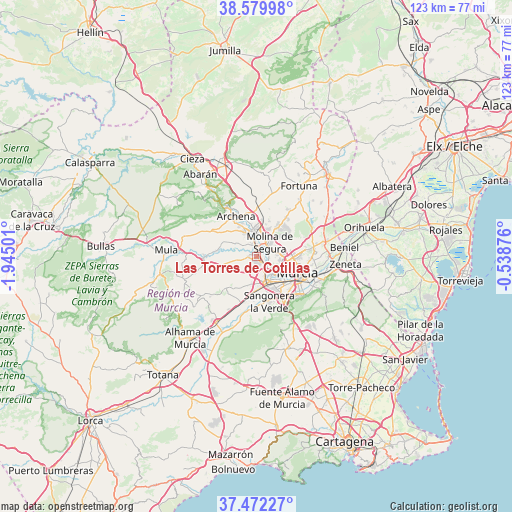 Las Torres de Cotillas on map