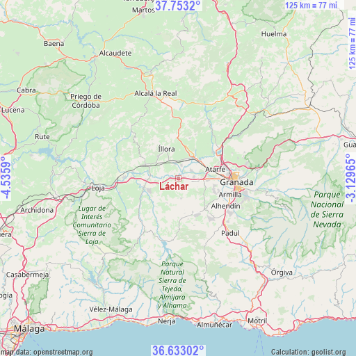 Láchar on map