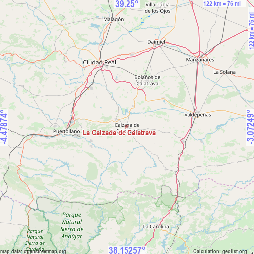 La Calzada de Calatrava on map