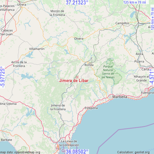 Jimera de Líbar on map