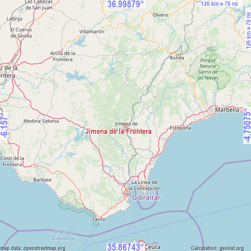 Jimena de la Frontera on map