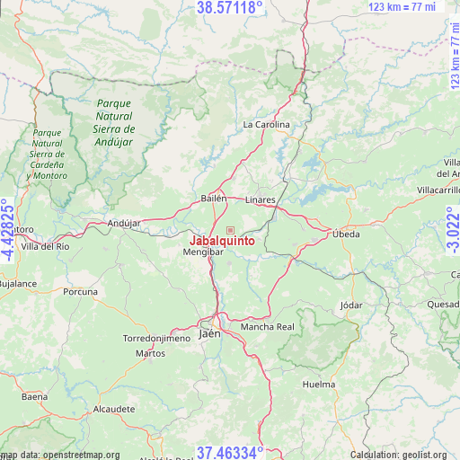 Jabalquinto on map