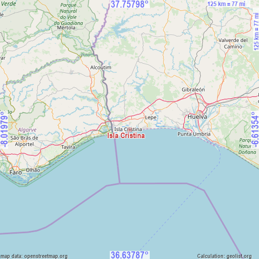Isla Cristina on map