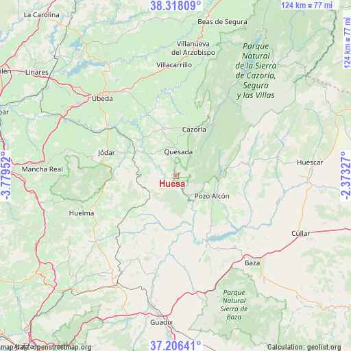 Huesa on map
