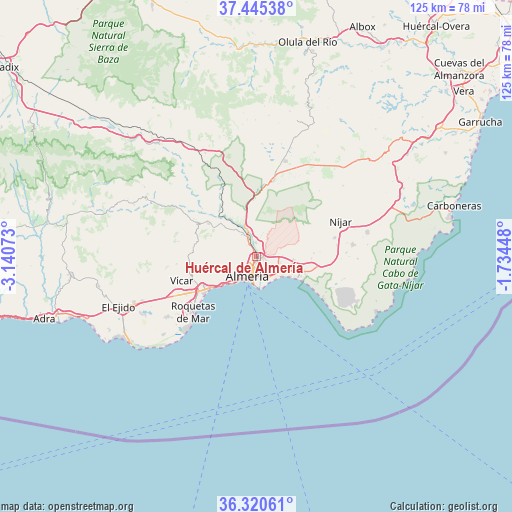 Huércal de Almería on map