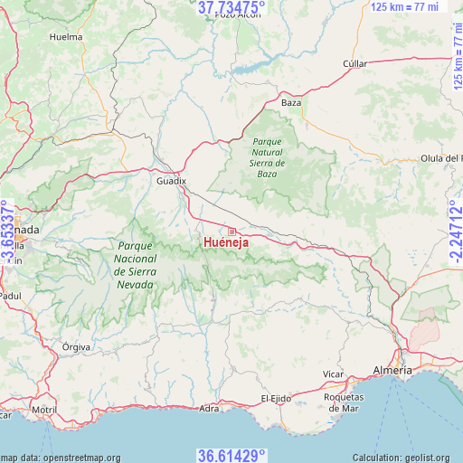 Huéneja on map