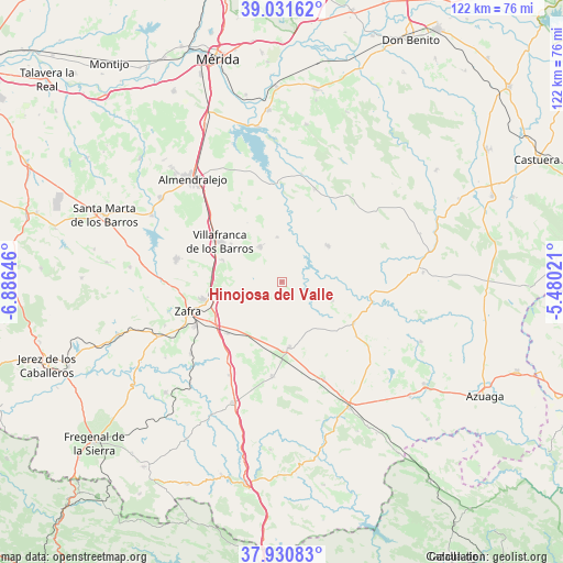 Hinojosa del Valle on map