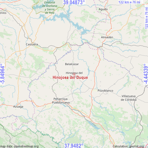 Hinojosa del Duque on map