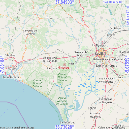 Hinojos on map
