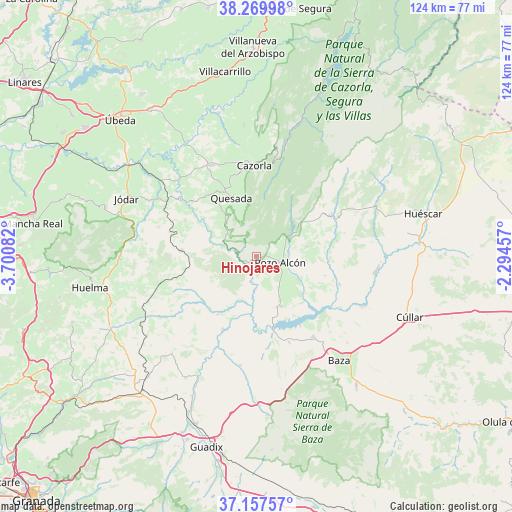 Hinojares on map