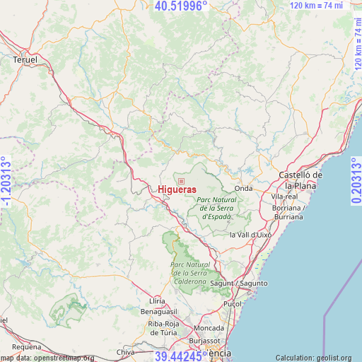 Higueras on map