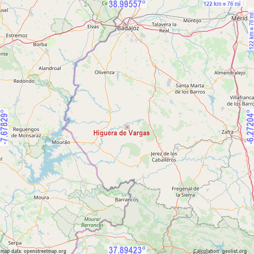 Higuera de Vargas on map
