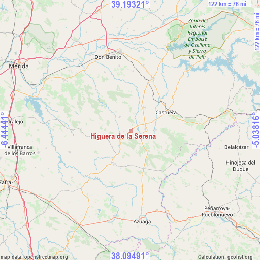 Higuera de la Serena on map