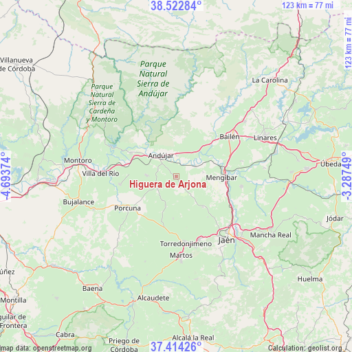 Higuera de Arjona on map