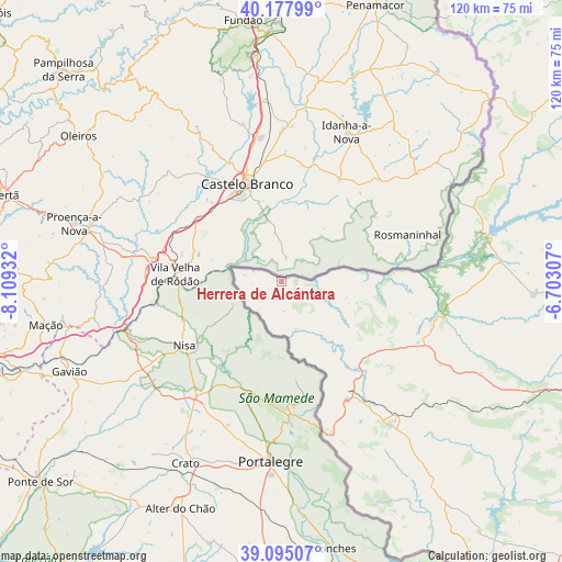 Herrera de Alcántara on map