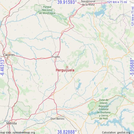 Herguijuela on map