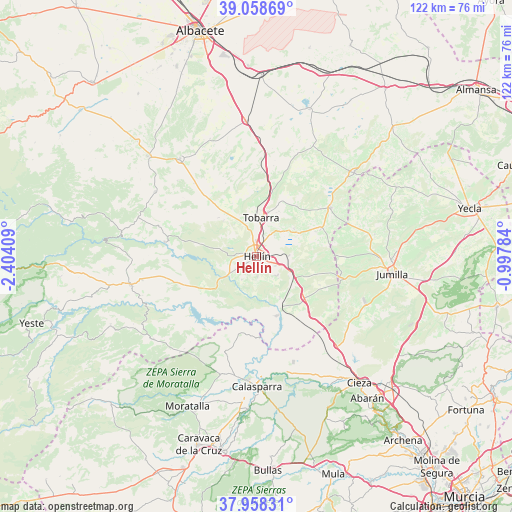 Hellín on map