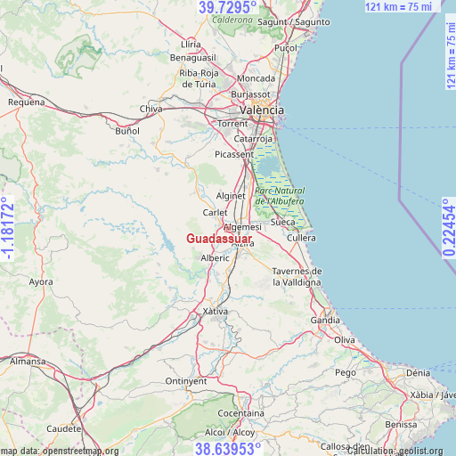 Guadassuar on map